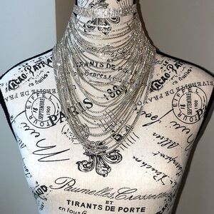 Vintage Multi Layer Choker Rhinestone Necklace